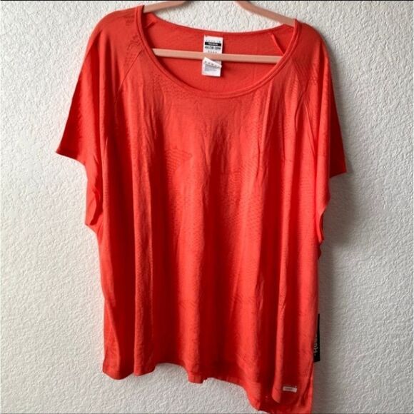 NEW 4X REEBOK Core 10 assymetrical athleisure CORAL FLOWY tunic top NWT - Picture 4 of 4